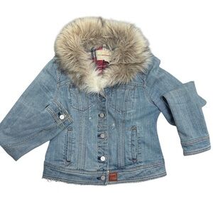 Pilcro by Anthropologie  Cropped Denim Jacket w/Removable Faux Fur Collar Small